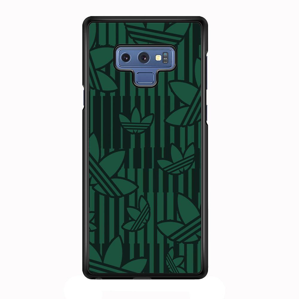 Adidas Dark Green Pattern Samsung Galaxy Note 9 Case-Rubber Black (2D Case)-Oxvistore