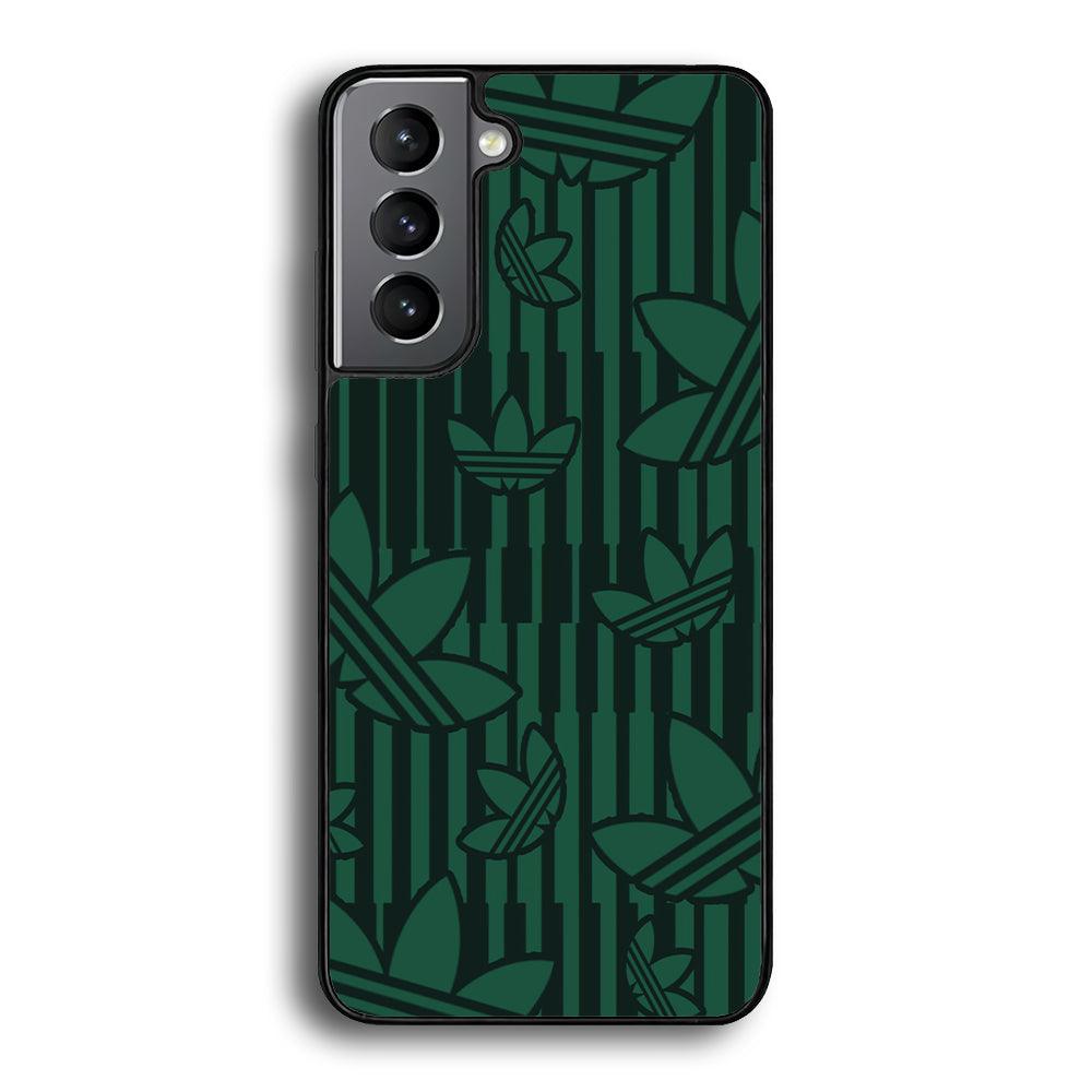 Adidas Dark Green Pattern Samsung Galaxy S22 Plus Case-Rubber Black (2D Case)-Oxvistore
