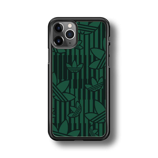 Adidas Dark Green Pattern iPhone 11 Pro Case-Rubber Black (2D Case)-Oxvistore