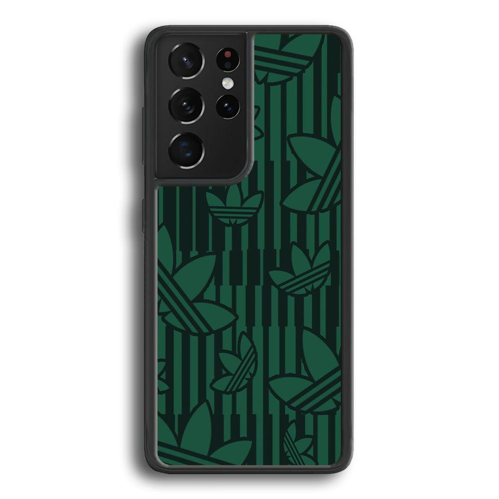 Adidas Dark Green Pattern Samsung Galaxy S24 Ultra Case-Rubber Black (2D Case)-Oxvistore