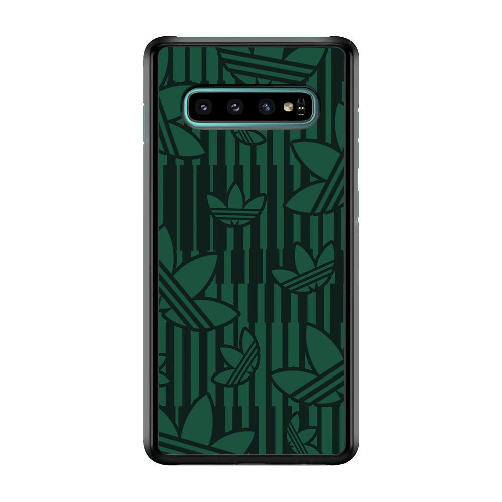 Adidas Dark Green Pattern Samsung Galaxy S10 Plus Case-Rubber Black (2D Case)-Oxvistore