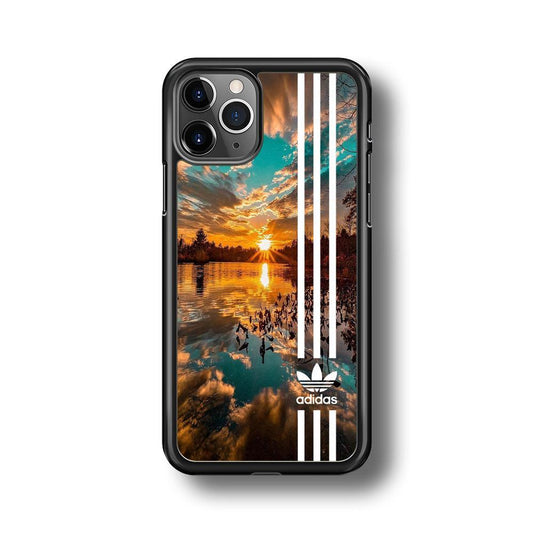 Adidas Line and Sunset iPhone 11 Pro Max Case-Rubber Black (2D Case)-Oxvistore