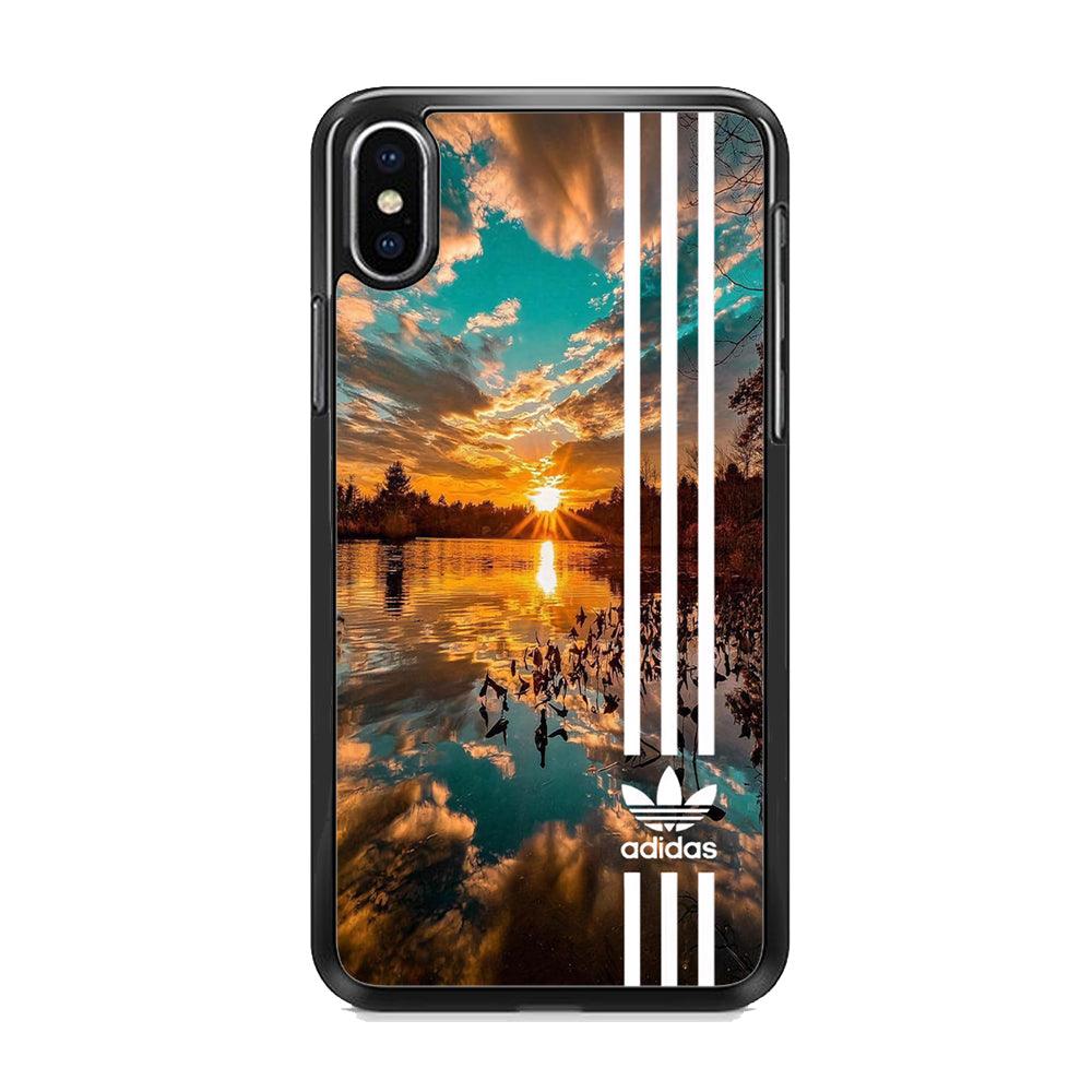 Adidas Line and Sunset iPhone XS MAX Case-Rubber Black (2D Case)-Oxvistore