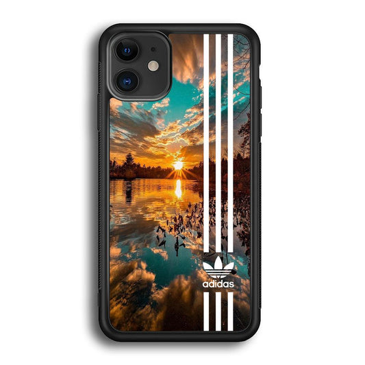 Adidas Line and Sunset iPhone 12 Case-Rubber Black (2D Case)-Oxvistore