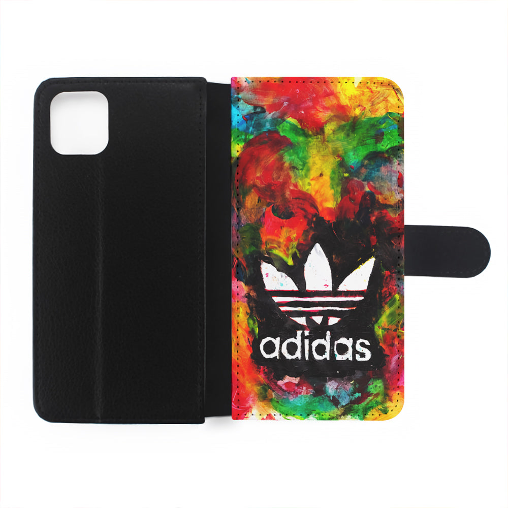 Adidas Logo Colorful Painting Flip Wallet Phone Case