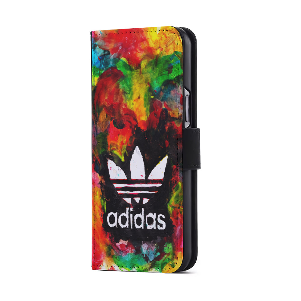 Adidas Logo Colorful Painting Flip Wallet Phone Case