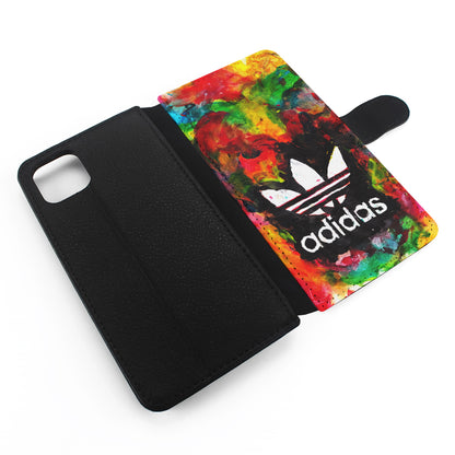 Adidas Logo Colorful Painting Flip Wallet Phone Case