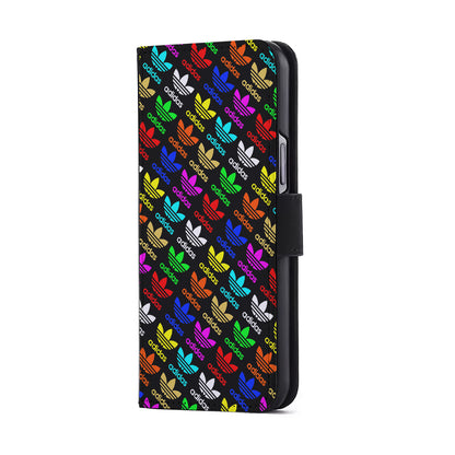 Adidas Logo Colorful Pattern Flip Wallet Phone Case