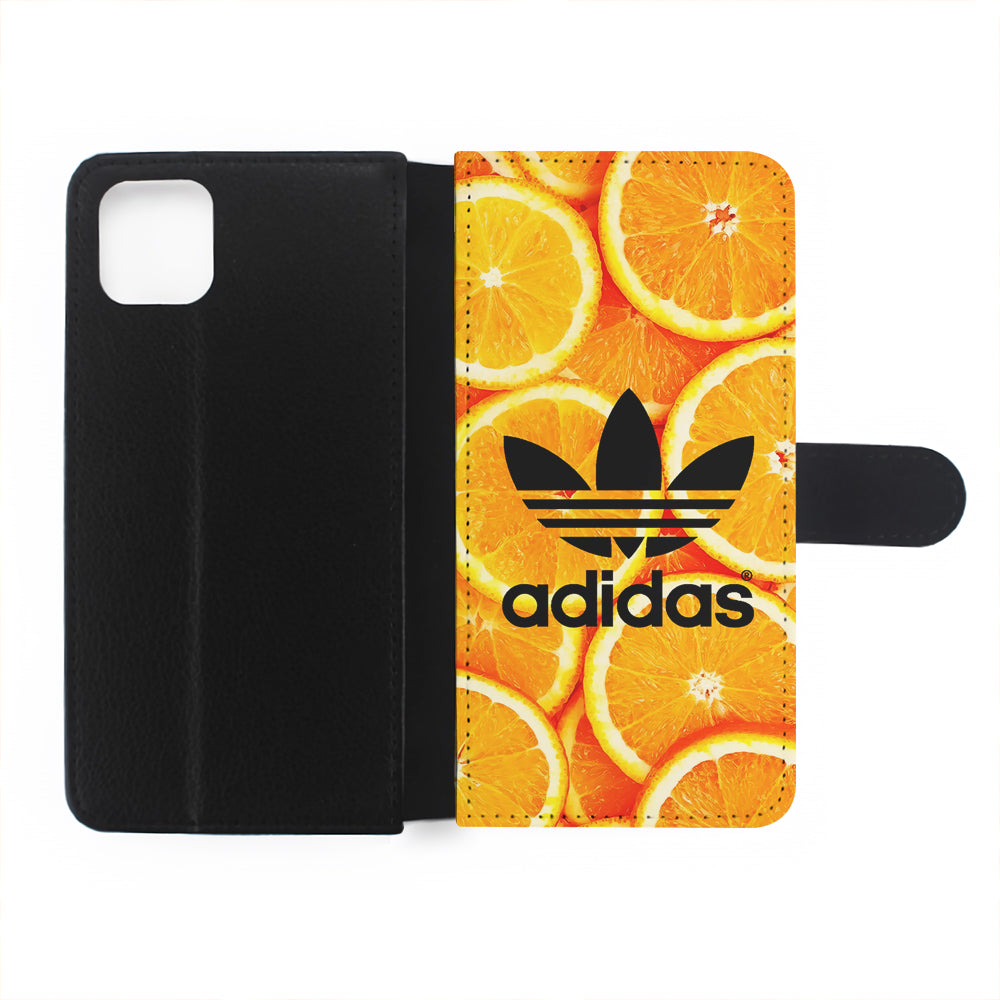 Adidas Logo Orange Fruits Flip Wallet Phone Case