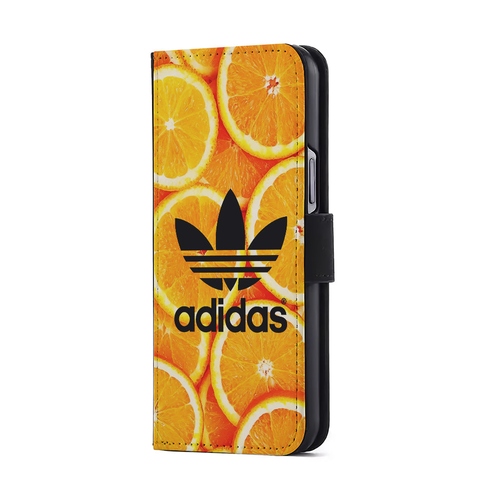 Adidas Logo Orange Fruits Flip Wallet Phone Case