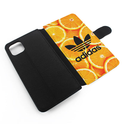 Adidas Logo Orange Fruits Flip Wallet Phone Case