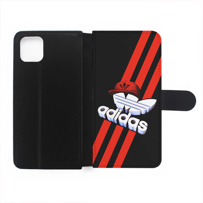 Adidas Logo Stripe Red Hat Flip Wallet Phone Case