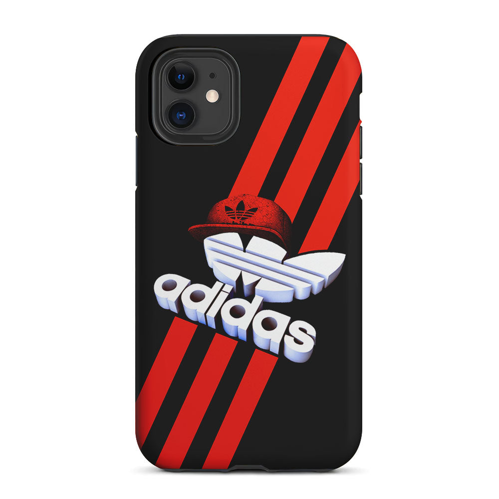 Adidas Logo Stripe Red Hat 2 in 1 Tough Phone Case