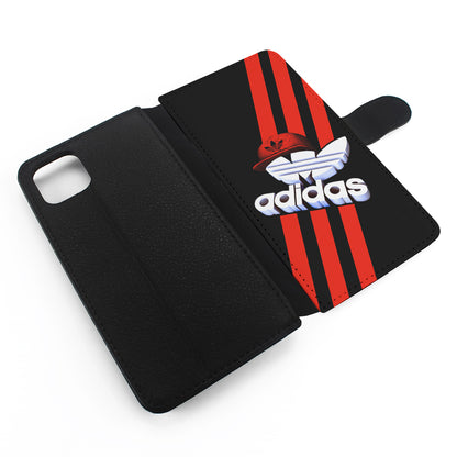 Adidas Logo Stripe Red Hat Flip Wallet Phone Case