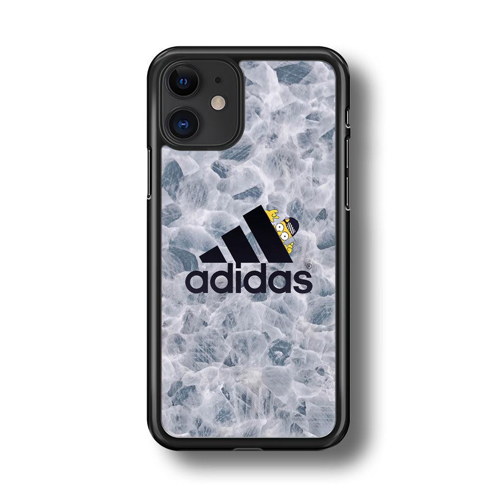 Adidas Logo with Simpson iPhone 11 Case-Rubber Black (2D Case)-Oxvistore