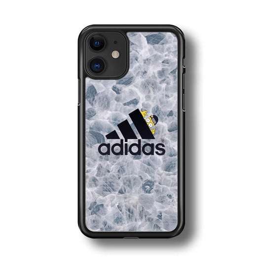 Adidas Logo with Simpson iPhone 11 Case-Rubber Black (2D Case)-Oxvistore