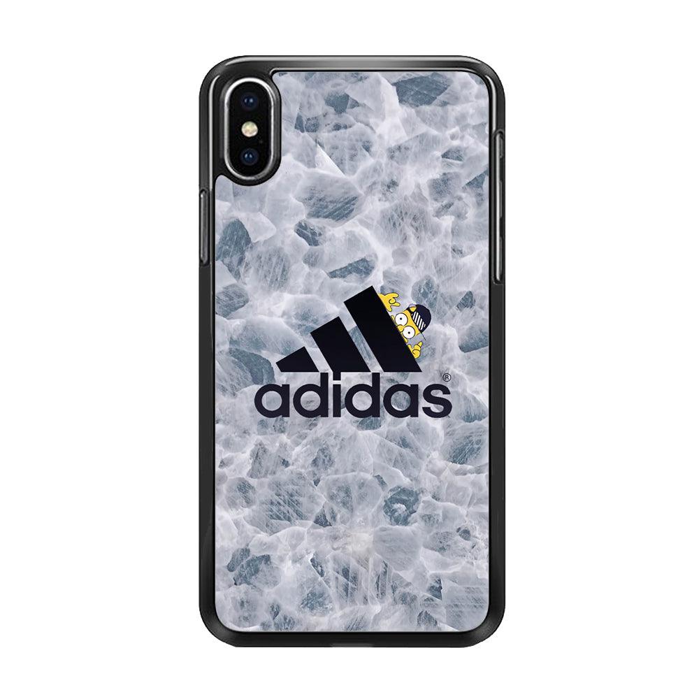 Adidas Logo with Simpson iPhone XS MAX Case-Rubber Black (2D Case)-Oxvistore