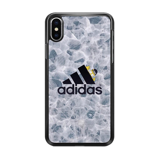 Adidas Logo with Simpson iPhone XS MAX Case-Rubber Black (2D Case)-Oxvistore