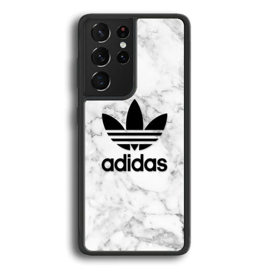 Adidas Marble Backdrop Samsung Galaxy S22 Ultra Case-Rubber Black (2D Case)-Oxvistore