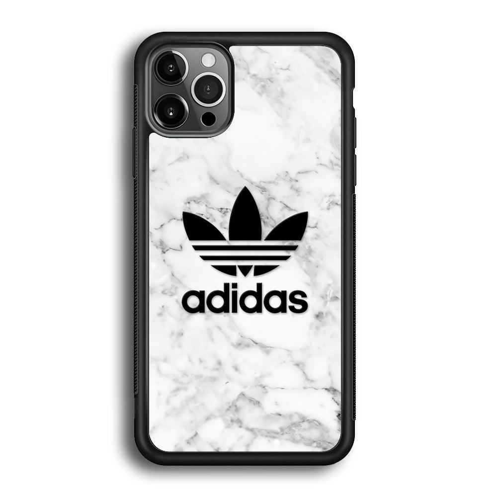 Adidas Marble Backdrop iPhone 12 Pro Max Case-Rubber Black (2D Case)-Oxvistore