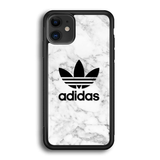 Adidas Marble Backdrop iPhone 12 Case-Rubber Black (2D Case)-Oxvistore