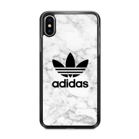 Adidas Marble Backdrop iPhone XS MAX Case-Rubber Black (2D Case)-Oxvistore
