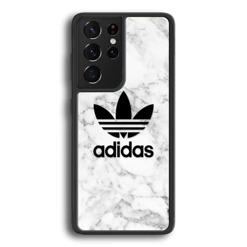 Adidas Marble Backdrop Samsung Galaxy S23 Ultra Case-Rubber Black (2D Case)-Oxvistore