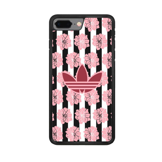 Adidas Pink Flowers iPhone 7 Plus Case-Rubber Black (2D Case)-Oxvistore