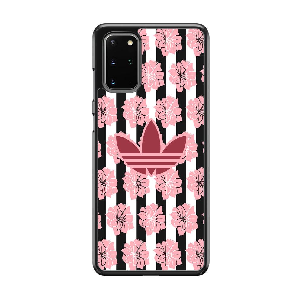 Adidas Pink Flowers Samsung Galaxy S20 Plus Case-Rubber Black (2D Case)-Oxvistore