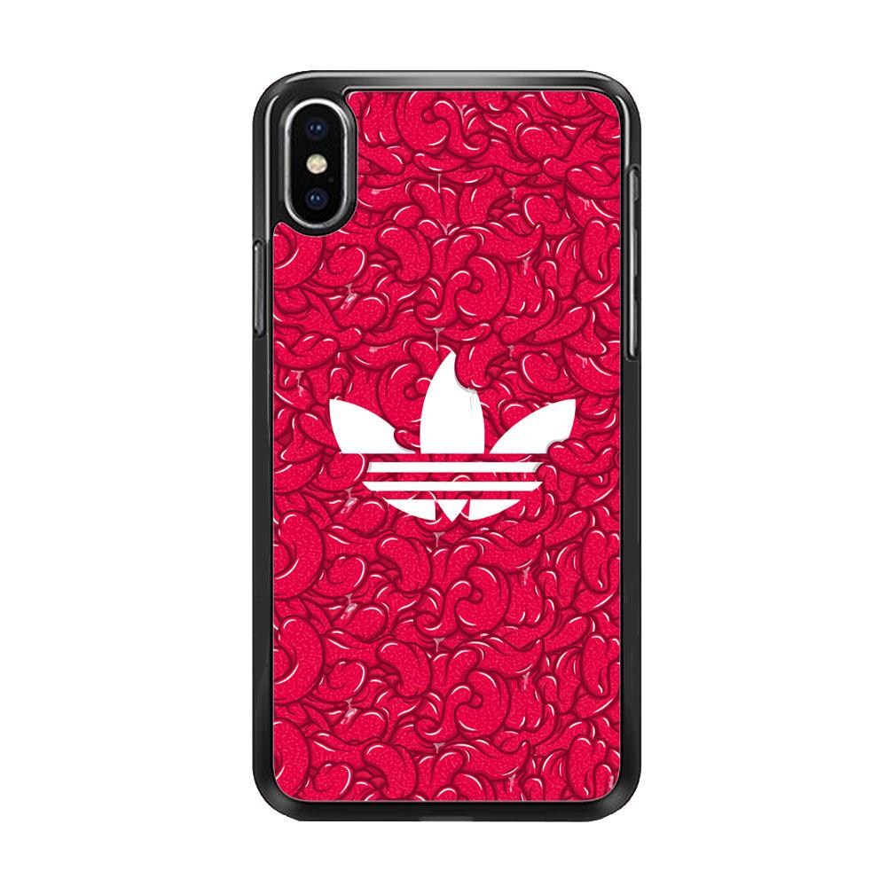 Adidas Red Tongue iPhone X Case-Rubber Black (2D Case)-Oxvistore