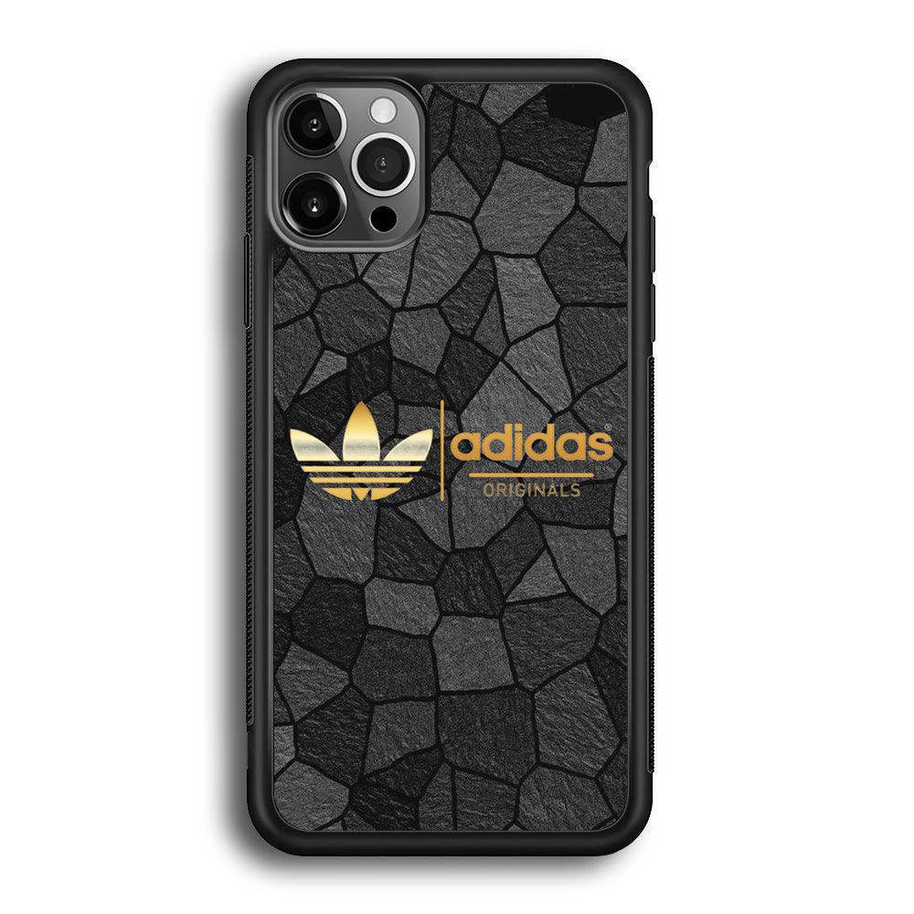Adidas Rock Patern iPhone 12 Pro Case-Rubber Black (2D Case)-Oxvistore