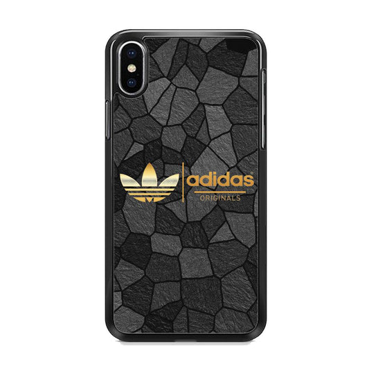 Adidas Rock Patern iPhone XS MAX Case-Rubber Black (2D Case)-Oxvistore