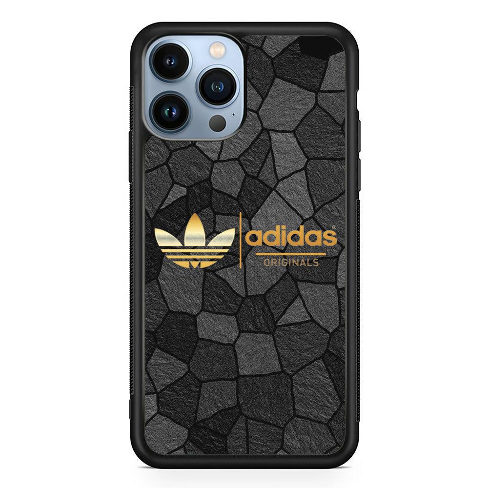 Adidas Rock Patern iPhone 13 Pro Max Case-Rubber Black (2D Case)-Oxvistore