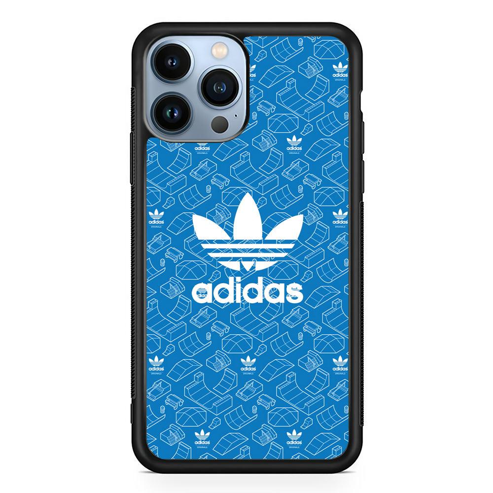 Adidas Skatepark Silhouette Patern iPhone 13 Pro Case-Rubber Black (2D Case)-Oxvistore