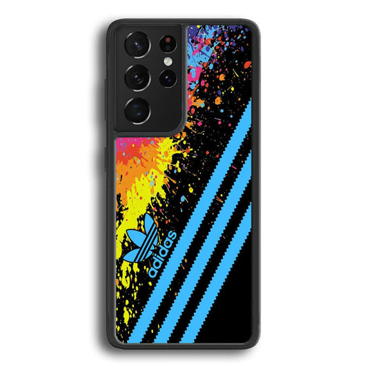 Adidas Stripe Paint Samsung Galaxy S22 Ultra Case-Rubber Black (2D Case)-Oxvistore