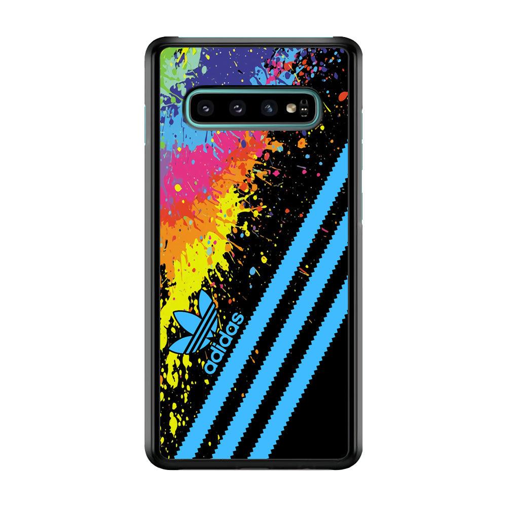 Adidas Stripe Paint Samsung Galaxy S10 Case-Rubber Black (2D Case)-Oxvistore