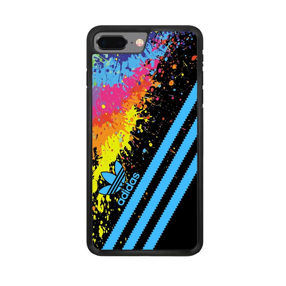 Adidas Stripe Paint iPhone 8 Plus Case-Rubber Black (2D Case)-Oxvistore