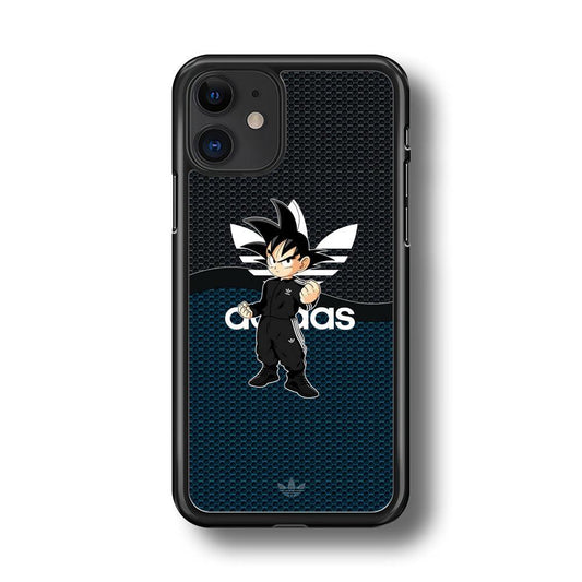 Adidas Suit with Goku Fight Mode iPhone 11 Case-Rubber Black (2D Case)-Oxvistore