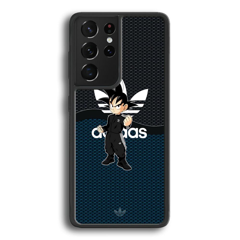 Adidas Suit with Goku Fight Mode Samsung Galaxy S23 Ultra Case-Rubber Black (2D Case)-Oxvistore