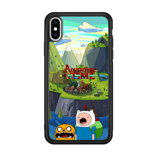 Adventure Time Arrived at Home iPhone XS Case-Rubber Black (2D Case)-Oxvistore