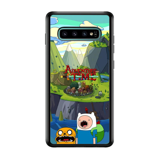 Adventure Time Arrived at Home Samsung Galaxy S10 Case-Rubber Black (2D Case)-Oxvistore