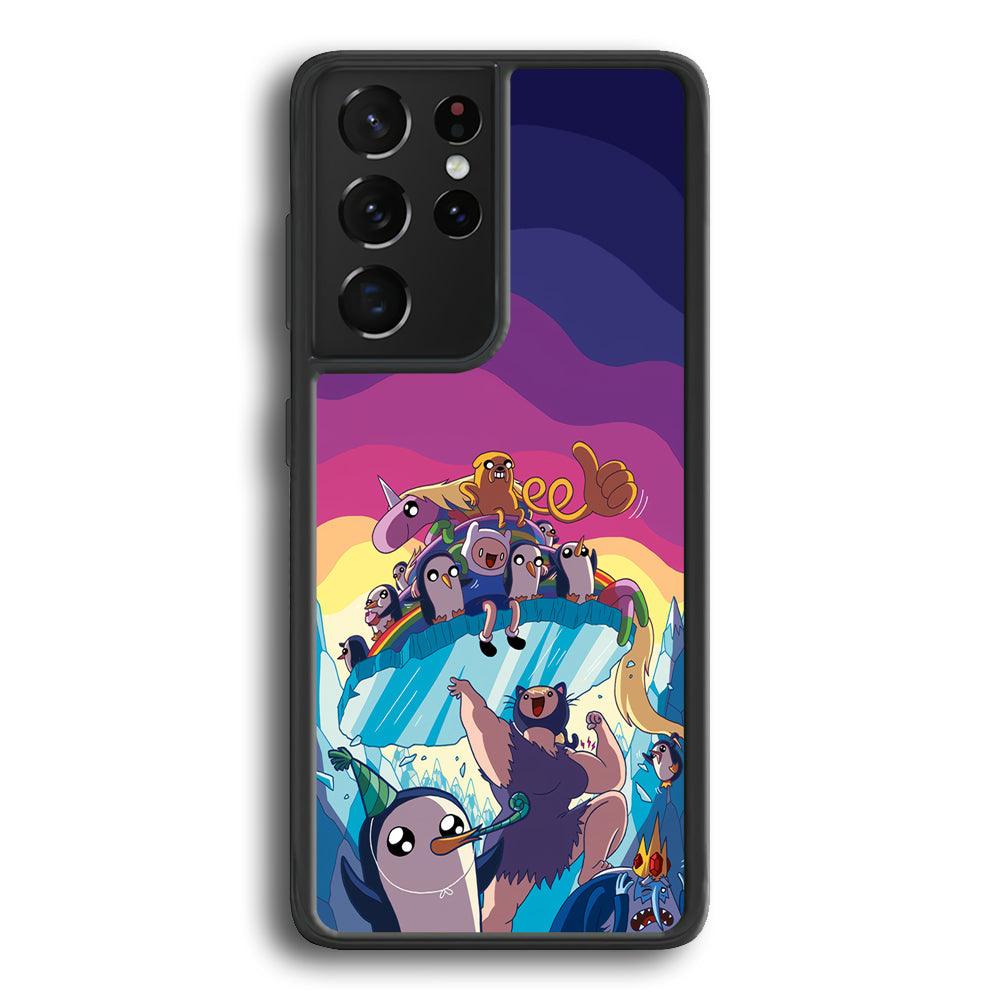 Adventure Time Kick The King Ice Samsung Galaxy S22 Ultra Case-Rubber Black (2D Case)-Oxvistore