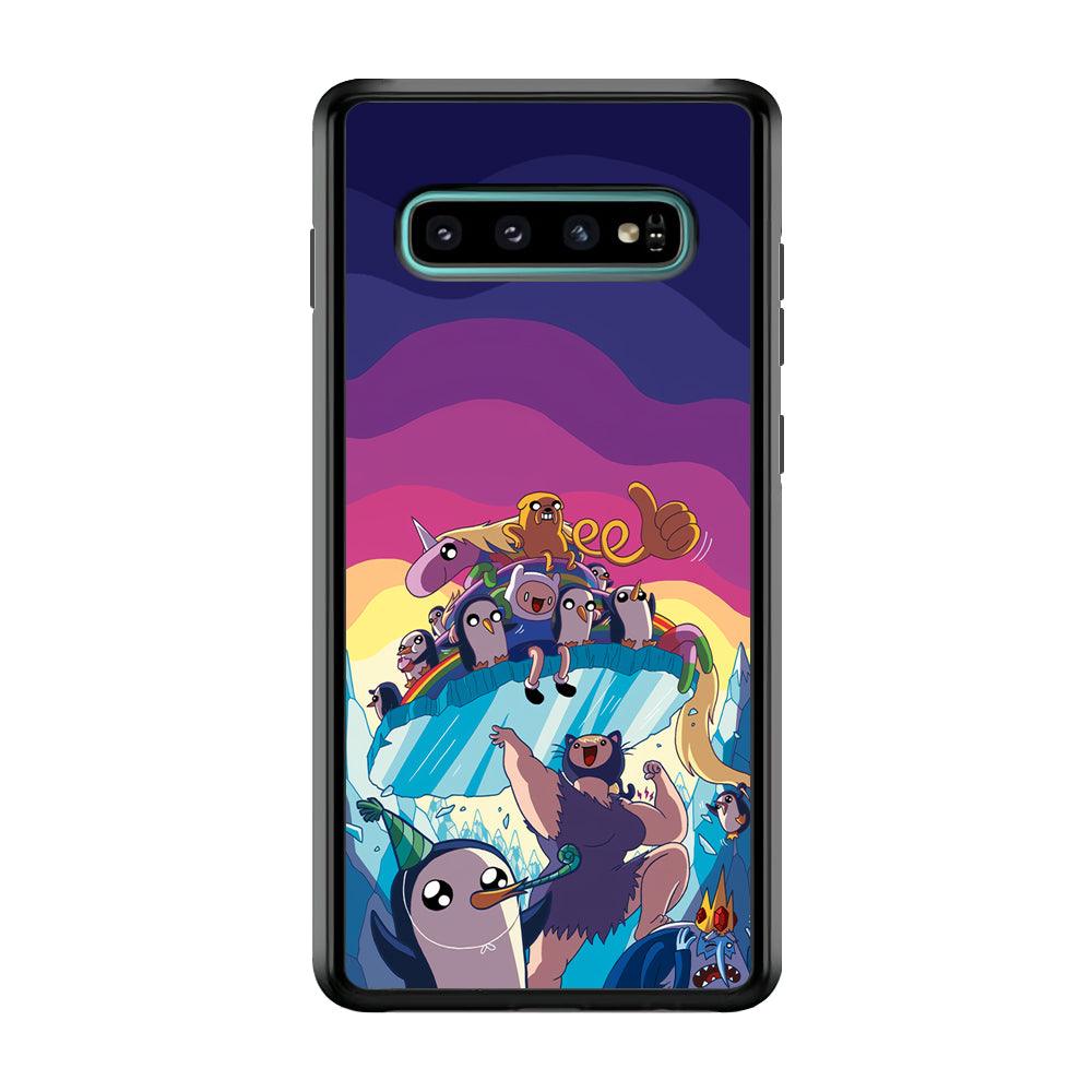 Adventure Time Kick The King Ice Samsung Galaxy S10 Case-Rubber Black (2D Case)-Oxvistore