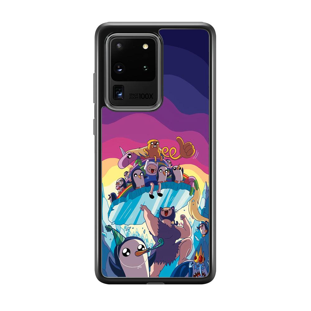 Adventure Time Kick The King Ice Samsung Galaxy S20 Ultra Case-Rubber Black (2D Case)-Oxvistore