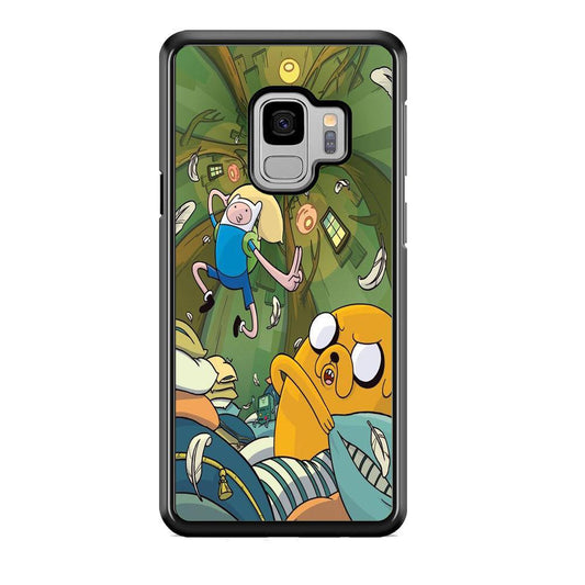 Adventure Time Flying Samsung Galaxy S9 Case-Rubber Black (2D Case)-Oxvistore