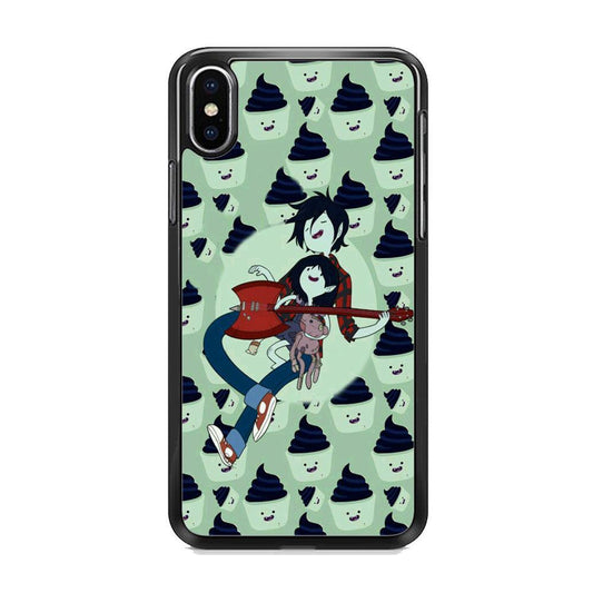 Adventure Time Marshall Lee Playing Guitar iPhone XS Case-Rubber Black (2D Case)-Oxvistore