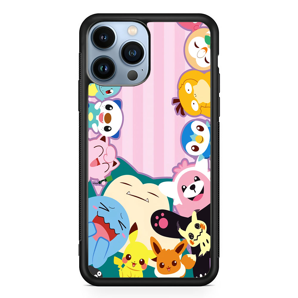 Aesthetic Pokemon Pink Stripe 2D Rubber Phone Case