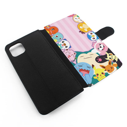 Aesthetic Pokemon Pink Stripe Flip Wallet Phone Case