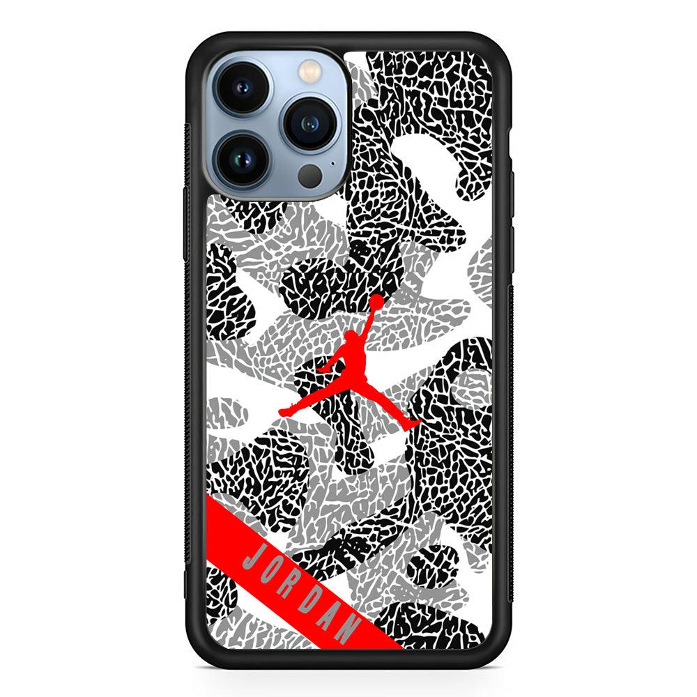 Air Jordan Absolute Patern iPhone 13 Pro Max Case-Rubber Black (2D Case)-Oxvistore
