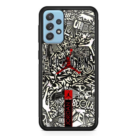 Air Jordan B&W Doodle Samsung Galaxy A72 Case-Rubber Black (2D Case)-Oxvistore